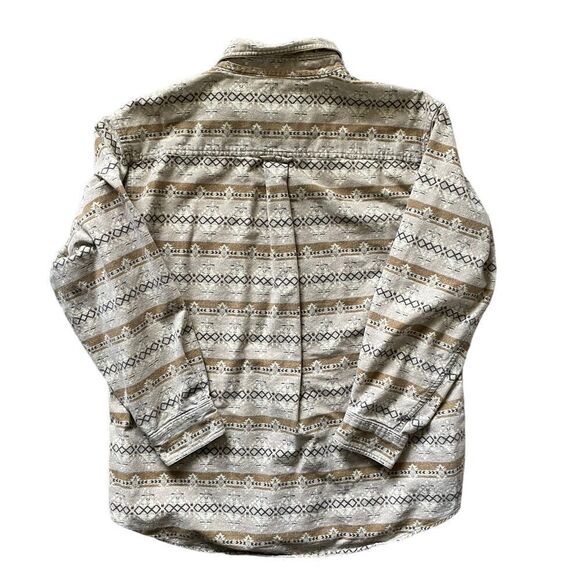 WOOLRICH Shale Aztec Stripe Button Down Shirt Tan Brown Size Large Men's - Picture 2 of 6